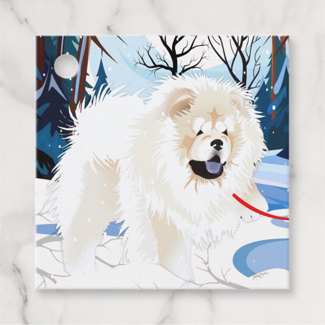 AU-DESSUS DU FLEUVE Cream Chow étiquettes cadeaux  (Devant)