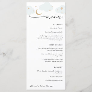Au-dessus du menu Moon Blue and Gold Baby shower