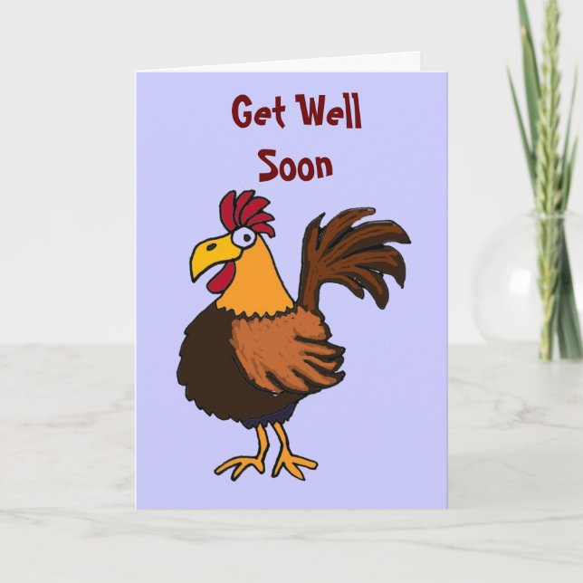 AU - Funny Rooster Get Well Card Karte (Vorderseite)