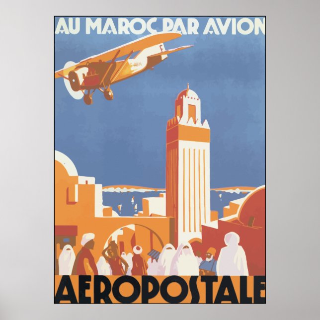 Au Maroc Par Avion Aeropostale, Vintag Poster (Vorne)