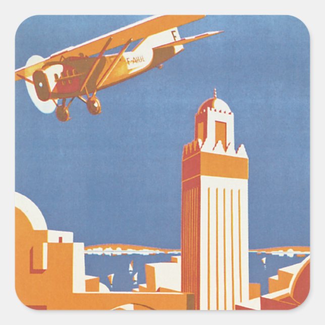 Au Maroc Par Avion Quadratischer Aufkleber (Vorderseite)