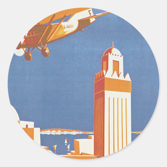Au Maroc Par Avion Runder Aufkleber (Vorderseite)