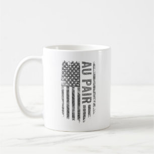 Au Pair USA Flag Distressed Design Kaffeetasse