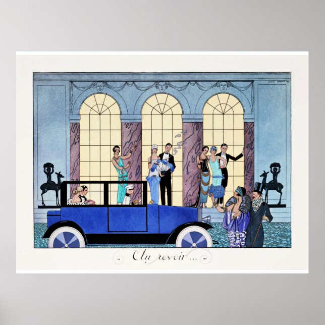 Au Revoir, 1920 Art Deco illustration Poster (Vorne)