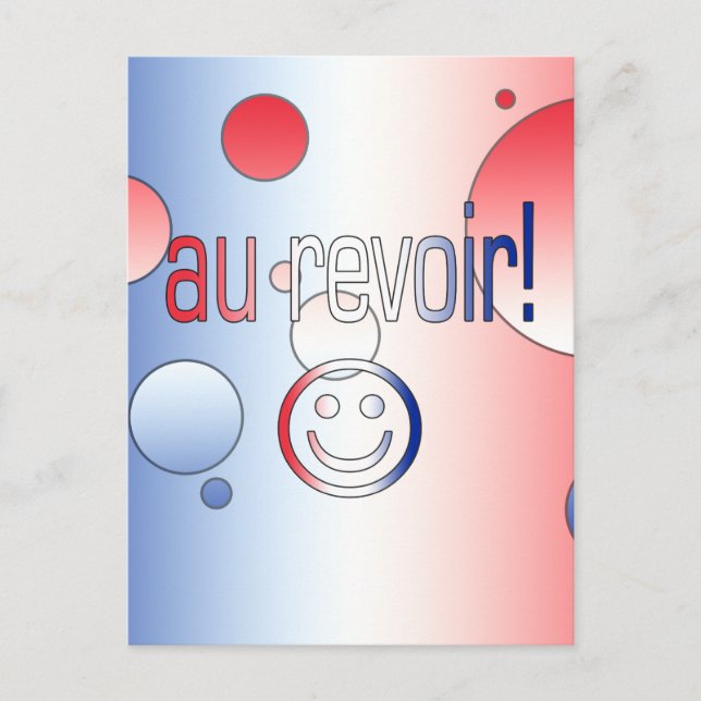 Au Revoir! Pop Art: Französisch-Flaggen Postkarte (Vorderseite)