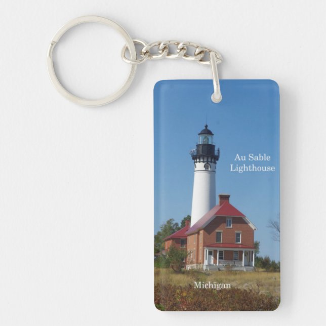 Au Sable Lighthouse Rechteck Schlüsselkette Schlüsselanhänger (Vorderseite)