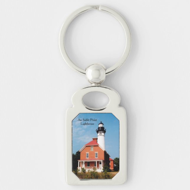 Au Sable Point Lighthouse Metallschlüsselkette Schlüsselanhänger (Vorderseite)