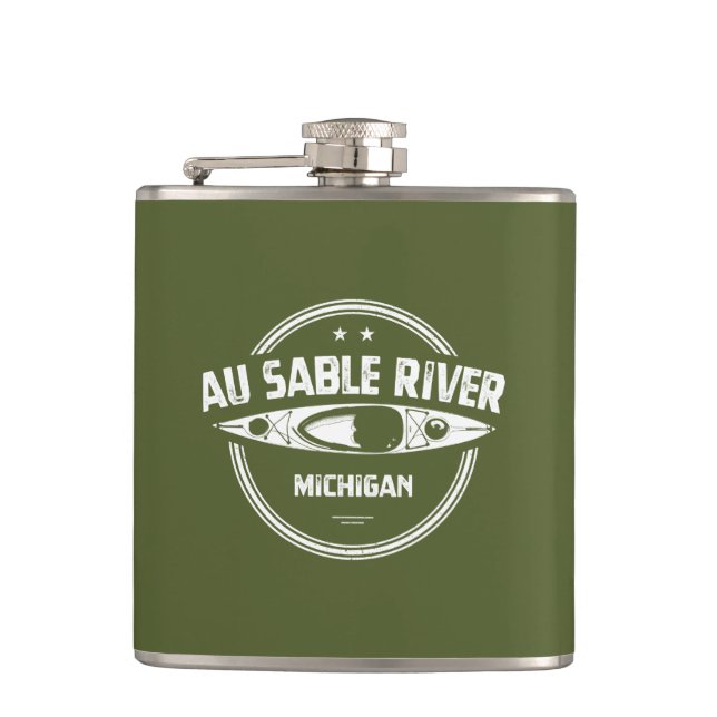 Au Sable River Michigan Kayaking Flachmann (Vorderseite)