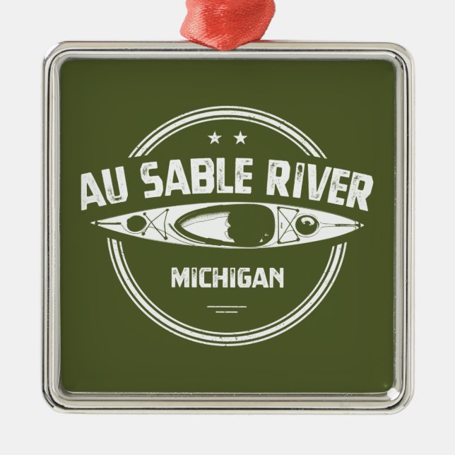 Au Sable River Michigan Kayaking Ornament Aus Metall (Vorne)