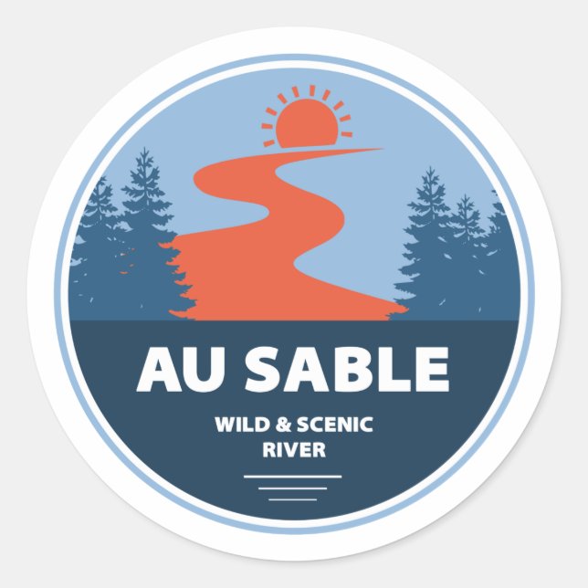 Au Sable Wild and Landschaftlich River Runder Aufkleber (Vorderseite)