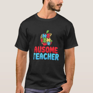 Au Some Lehrer Autismus Lehrer Apfel Puzzle T-Shirt