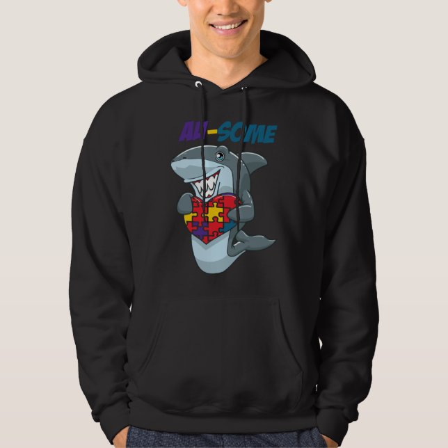 Au Some Shark Awesome Autistic Puzzle Autism Aware Hoodie (Vorderseite)
