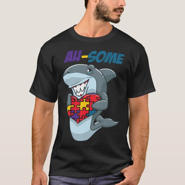 Au Some Shark Awesome Autistic Puzzle Autism Aware T-Shirt (Vorderseite)