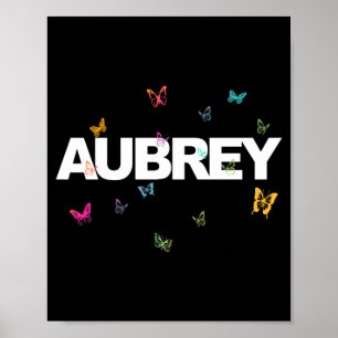 Aub - Schöner Name mit farbenfrohen Schmetterlinge Poster