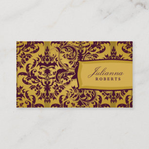 Aubergine 311-Julianna u. Senf-Damast Visitenkarte