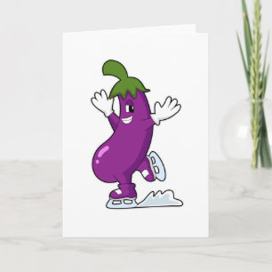 Aubergine beim Eislaufen mit Schlittschuhen Karte