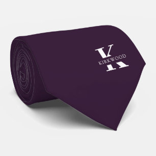 Aubergine Elegante Monogramm+Name einseitig Krawatte