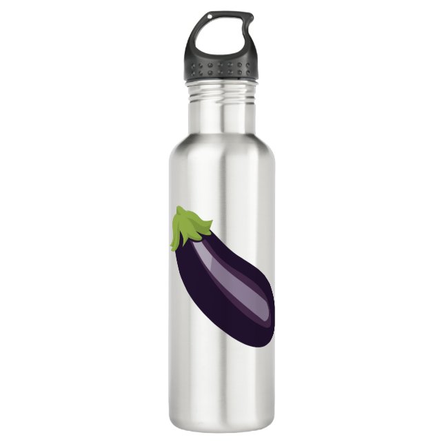Aubergine Emoji Edelstahlflasche (Vorderseite)