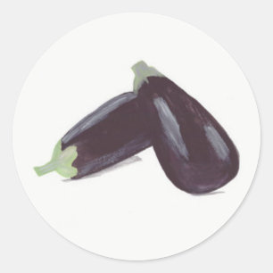 Aubergine Gemüse Wasserfarbe Essen Koch Küche  Runder Aufkleber