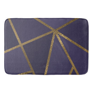 Aubergine Lila Gold Bronze Geometrisch Glam Chic Badematte
