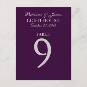 Aubergine Lila Silber Hochzeit Tisch Nummer 9 Kart Postkarte