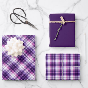 Aubergine, Pflaume, Amethyst, Lavendel... Tartan K Geschenkpapier Set