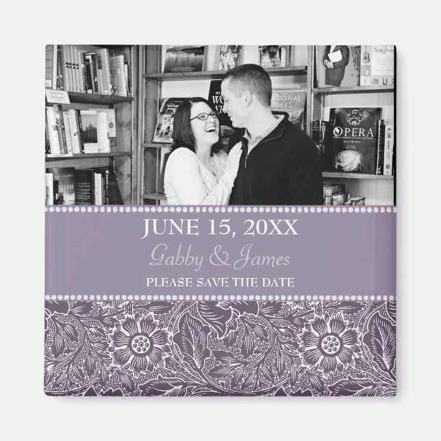 Aubergine Plum Save the Date Wedding Magnet (Vorne)