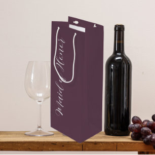 Aubergine Stilisierte Schrift Brautjungfer Geschenktüte Für Weinflaschen