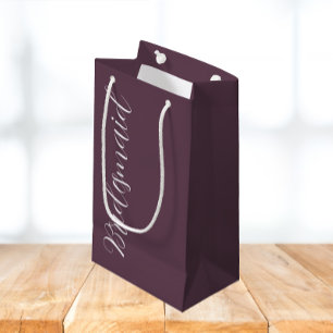 Aubergine Stilisierte Schrift Brautjungfer Kleine Geschenktüte