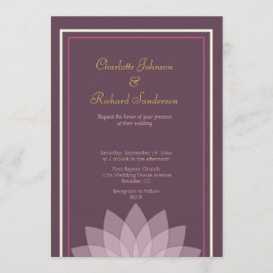 Aubergine und erröten rosa Blumenhochzeit Einladung