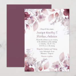 Auberginen, Lila, Mauve Pink, Blütenblättrige Blüt Einladung