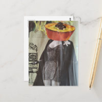 Auberginen-Ramekin-Kopf Mode-Dame Surrealer Collag