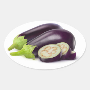 Auberginen schneiden ovaler aufkleber