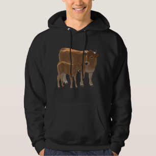 Aubrac oder Jersey Braune Kuh und süßes Kalb Rindf Hoodie