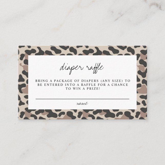 AUBREE Leopard Print Safari Baby Diaper Raffles Platzkarte (Vorderseite)