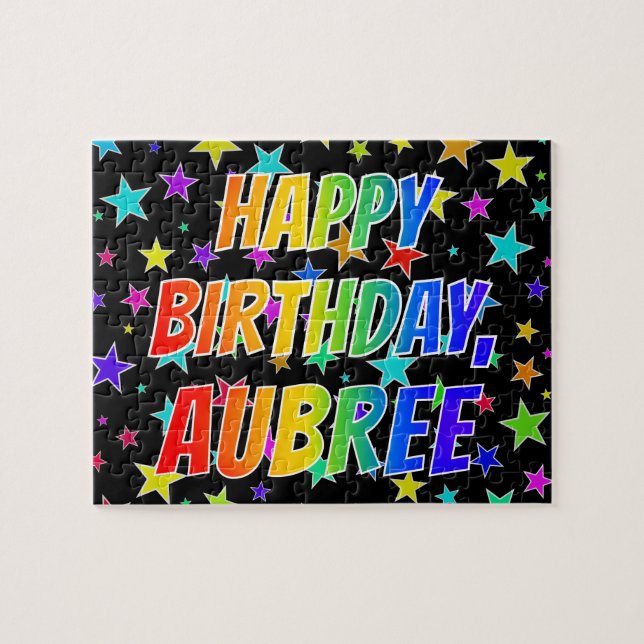 "AUBREE" Vorname, Spaß "GLÜCKLICHER GEBURTSTAG" (Horizontal)