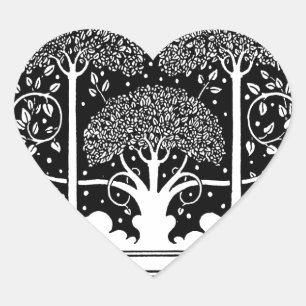 Aubrey Beardsley Art Nouveau Baum Muster Druck Herz-Aufkleber