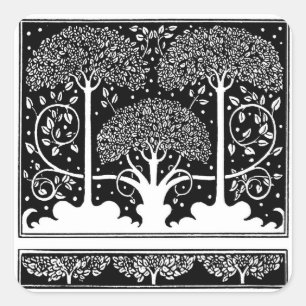 Aubrey Beardsley Art Nouveau Baum Muster Druck Quadratischer Aufkleber