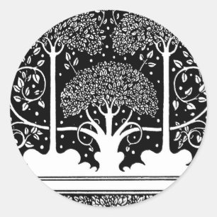 Aubrey Beardsley Art Nouveau Baum Muster Druck Runder Aufkleber