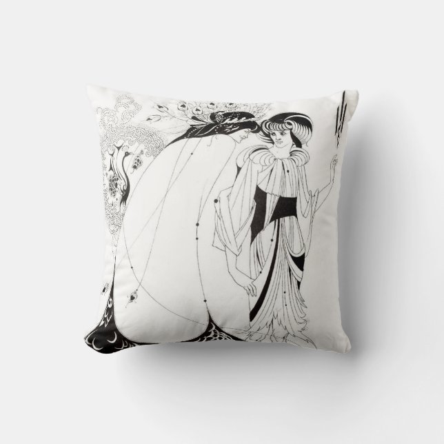 Aubrey Beardsley das Pfau-Rock-Kissen Kissen (Vorderseite)
