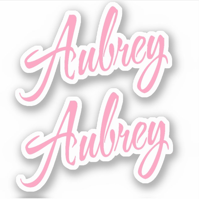 Aubrey Decorative Name in Pink x2 Aufkleber (Vorderseite)