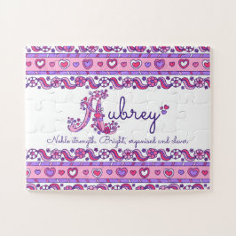 Aubrey Name bedeutet rosa lila Puzzle