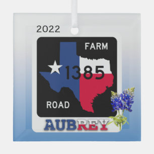 Aubrey, Texas & Bluebonnets Schmuck Ornament Aus Glas