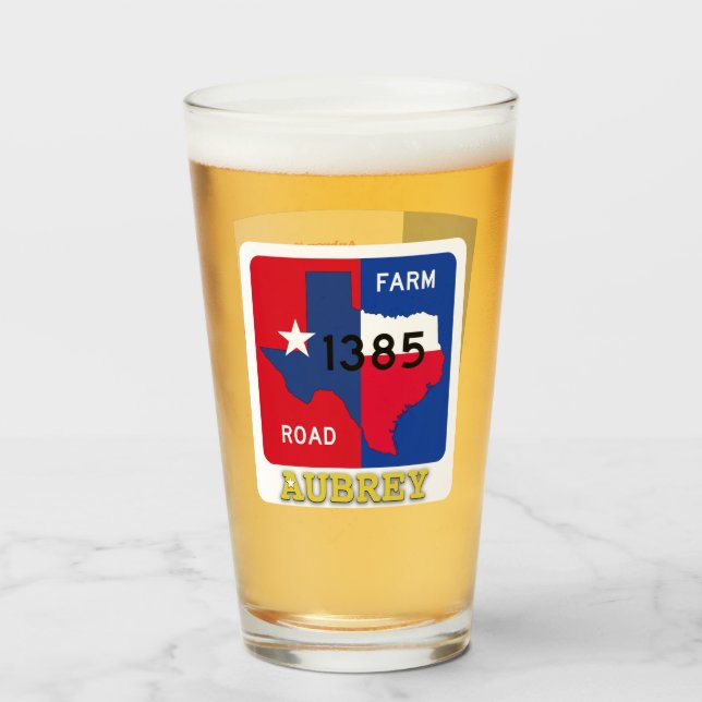 Aubrey, Texas, & FM 1385 Rd, Pint Glass Glas (Vorne (Gefüllt))