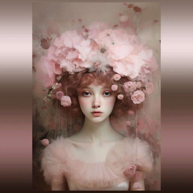 Auburn Beauty - Ein Frauenportrait und Blume Seidenpapier (Auburn Beauty - A Woman's Portrait with Flowers)