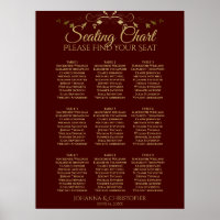 Auburn Brown & Gold 9 Table Wedding Chart