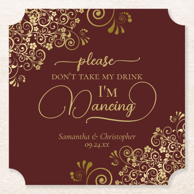 Auburn Brown & Gold Nehmt mir nicht die Hochzeit m Untersetzer (Vorderseite)