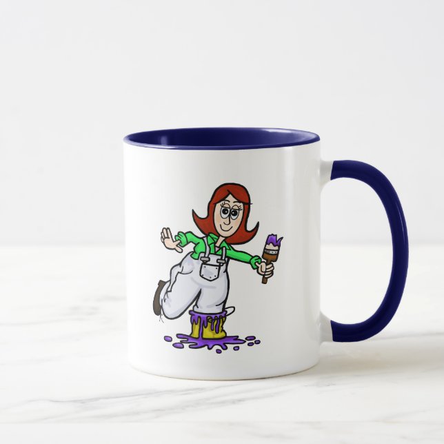 Auburn Femme Peintre Nom Mug (Droite)