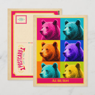 Auburn Postkarte Alabama Schwarzbär Vintage