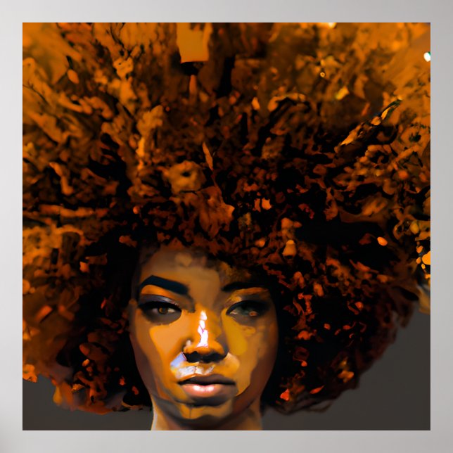 Auburn Queen Orange Brown Hair Black Melanin Afro Poster (Vorne)